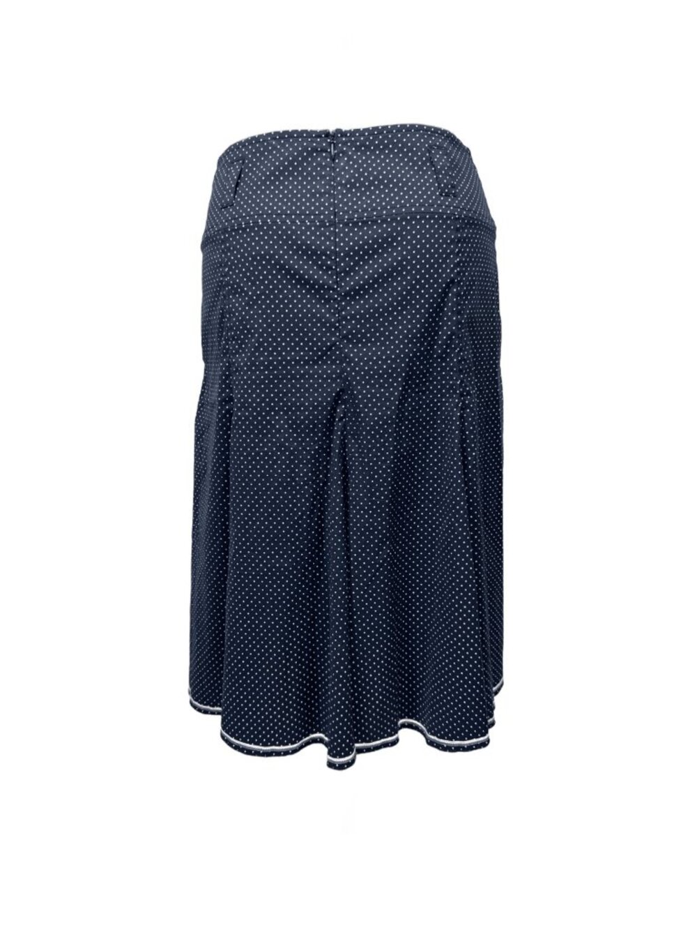 RIANI Polka Dot Preppy Classic A-Line Pleated Stretch Navy White Skirt Size 8 - Picture 2 of 8